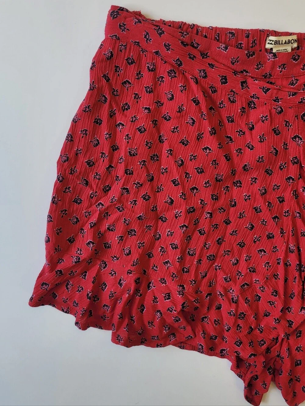Billabong Red Floral Skirt Flirt Wrap Skort Mini Size Medium